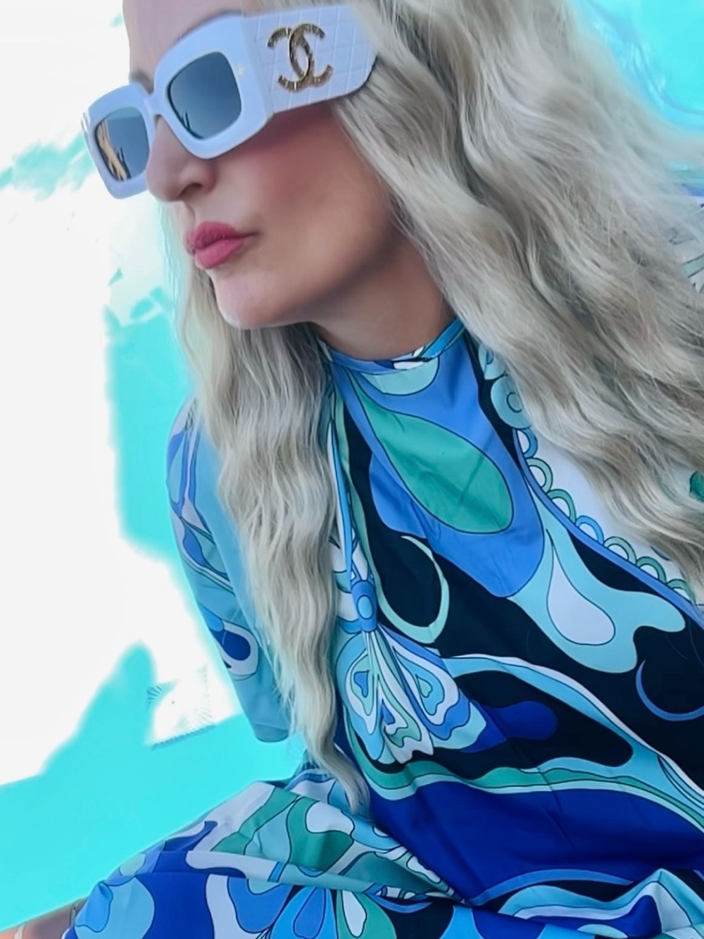 Vibrant Blue & Teal Abstract Maxi Dress